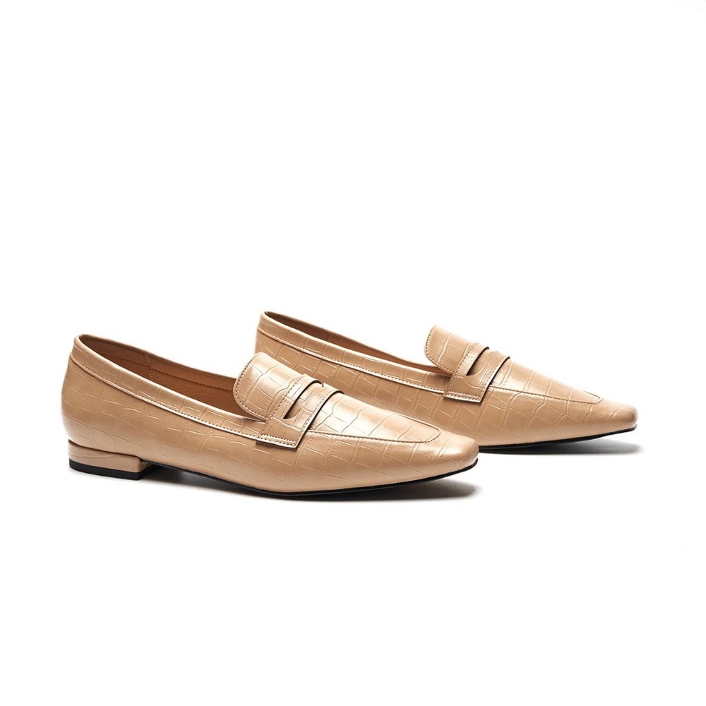 NIB C. Paravano Crocodile Pattern Tan Loafers (New in box, never worn) - Picture 2 of 4